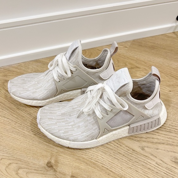 Adidas NMD XR1 Primeknit Glitch Camo Pearl Gray and White Sneakers Sz 9.5 - Picture 6 of 13